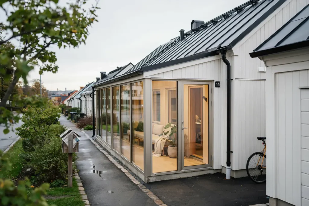 altaninglasning av radhusaltan med fasta sidopartier i sundbyberg